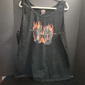 Harley-Davidson Living Legend Syracuse NY Mens Tank Top 2XL‎ Black Flame Vintage